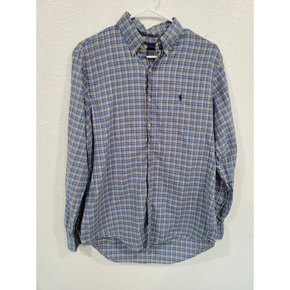 Ralph‎ Lauren Men's Blue Plaid Long Sleeve Button Up Shirt M #12 - Picture 1 of 4